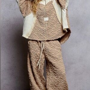 POL Cozy Tan Quilted Women's Set